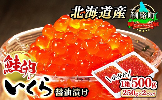 [1月配送]いくら醤油漬け 500g(250g ×2パック) [発送時期が選べる] 北海道産 国産 いくら イクラ 天然 鮭 サーモン 鮭卵 鮭いくら 小分け サイズ 米 無洗米 おせち 御節 お節 ホタテ カニ との相性◎ 冷凍 高級 絶品 釧之助本店 20000円 配送 選べる 指定 配送月指定 配送月が選べる 北海道 釧路町 釧路超 特産品