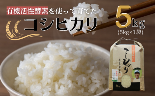 【令和5年度産】有機活性酵素を使用 新見産コシヒカリ 白米5kg×1袋