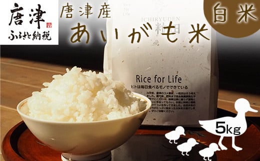 完全無農薬、無化学肥料でお米を作っている一粒田から
唐津産あいがも米5kgをお届け。　