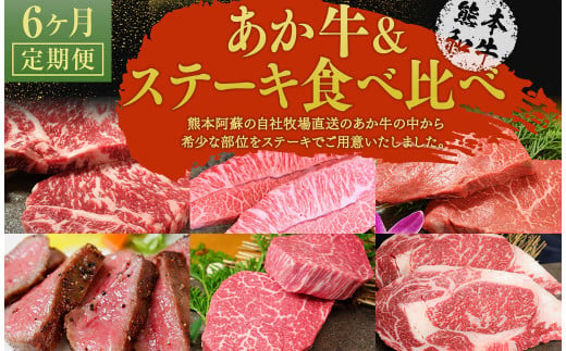 【6ヶ月定期便】あか牛 ステーキ 食べ比べ 1176643 - 熊本県西原村
