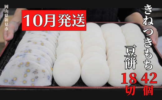 【2024年10月発送】きねつきもち 42個(6個入×7パック) 豆餅 18切(6切入×3パック) 778469 - 岡山県新見市