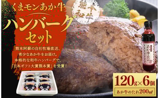 くまモンあか牛ハンバーグセット(あか牛ハンバーグ約120g×6個、あか牛のたれ200ml付き)《30日以内に出荷予定(土日祝除く)》 st-p 1140858 - 熊本県菊池市