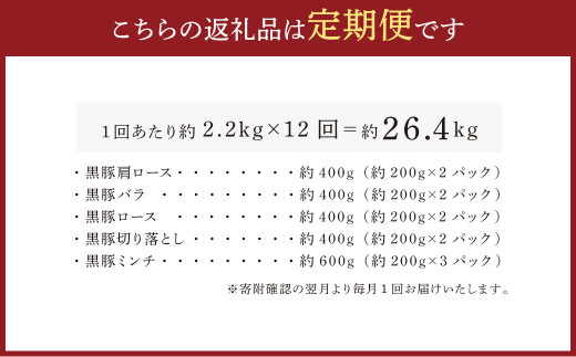 【12ヶ月定期便】鹿児島県産黒豚 5種詰合せ(約2.2kg×12回)