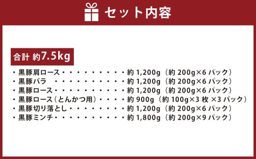 鹿児島県産黒豚 6種詰合せ(約7.5kg)