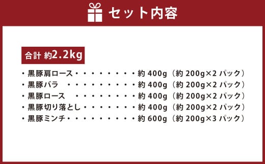 鹿児島県産黒豚 5種詰合せ(約2.2kg)