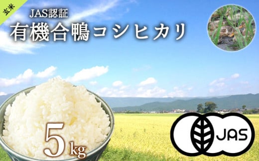 JAS認証有機合鴨コシヒカリ 玄米5kg 1019655 - 熊本県阿蘇市