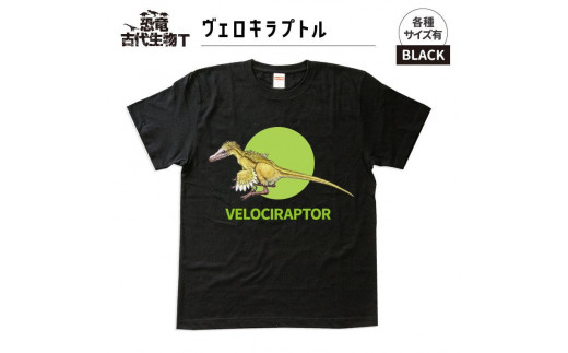 恐竜・古代生物Tシャツ　ヴェロキラプトル　サイズ100（キッズ・ユニセックス） 1196266 - 福島県いわき市
