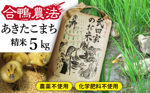 令和５年度産》武田家のお米 あきたこまち（精米）５kg＜合鴨農法