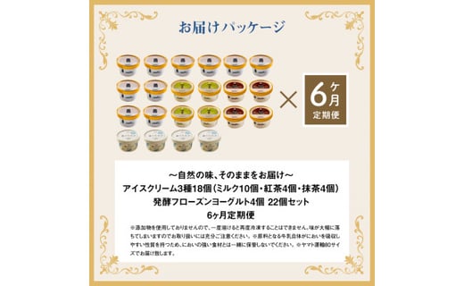 【定期便：全6回】【無添加】北海道 アイスクリーム3種×18個（ミルク・紅茶・抹茶）とフローズンヨーグルト×4個セット