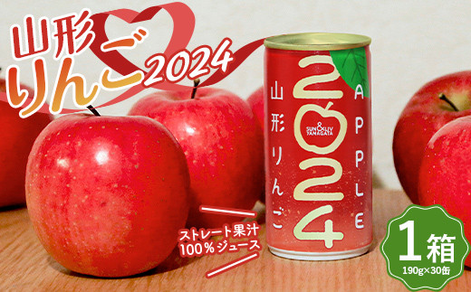 山形りんご 2024 1箱(190g×30缶) 果汁100％ジュース F2Y-3768 1200170 - 山形県山形県庁
