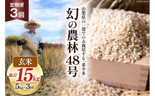 【期間限定発送】【3回 定期便】米 令和6年産 玄米 農林48号 5kg×3回 計15kg [穂足農園 山梨県 韮崎市 20742390] お米 玄米 ご飯 ごはん こめ コメ 美味しい 15キロ 1187901 - 山梨県韮崎市