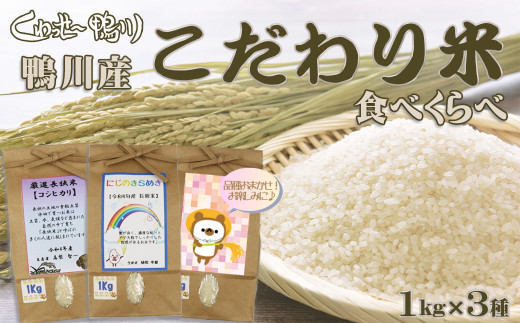 米どころ鴨川の美味しいお米を食べくらべ！産地・品種共に異なる３種をご賞味下さい！