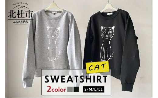 CAT SWEATSHIRT[サイズ:S/M/L/LL][色:GRAY/BLACK]