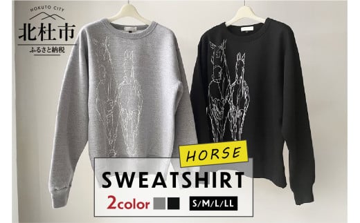 HORSE SWEATSHIRT[サイズ:S/M/L/LL][色:GRAY/BLACK]