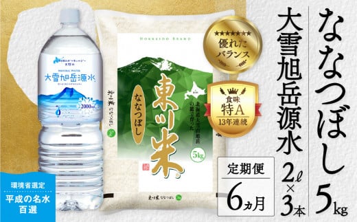 東川米「ななつぼし」白米5kg+水セット×【6回定期便】（2025年2月下旬より発送予定） 1444270 - 北海道東川町