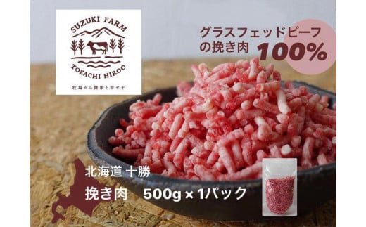 グラスフェッド100％の牛挽き肉　500ｇ×1パック（AC0043） 1204435 - 北海道広尾町