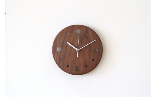掛時計 （ブラックウォールナット・白針）　時計 ウォールクロック 木製 無垢 無垢材 おしゃれ　CY07