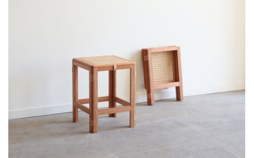 木製折り畳み椅子「patol stool」 籐張り　スツール 椅子 いす チェア おしゃれ 木製 無垢 無垢材  折りたたみ　CY01
