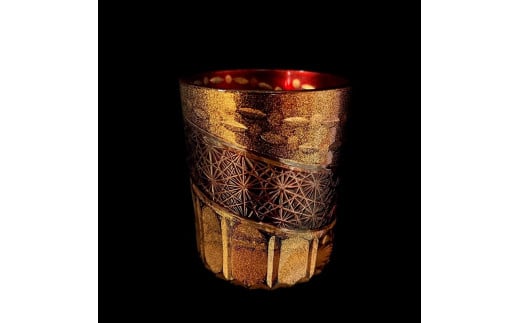 砂金切子グラス（漆技）　レッド 1206417 - 和歌山県海南市