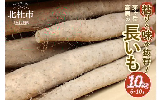 茅ヶ岳高原　粘りと味が抜群の長芋　10kg箱 長芋 長いも 10kg 約6～10本 ながいも 山芋 野菜 とろろ 磯辺揚げ 粘り 期間限定 明野町 茅ヶ岳高原 山梨県 北杜市 719569 - 山梨県北杜市