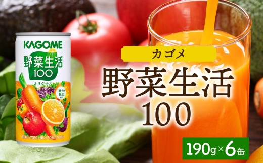 カゴメ 野菜生活100 オリジナル 190g × 6缶 野菜 果実 ミックスジュース 野菜ジュース フルーツジュース 砂糖不使用 野菜汁 70％  果汁30％ ビタミンA ビタミンC カリウム にんじん 果物 フルーツ 飲料 かごめ お取り寄せ KAGOME 送料無料 那須塩原市 ns038-006