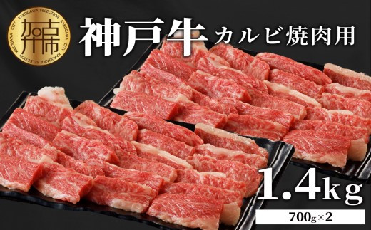  ★選べる配送月★【3月発送】神戸牛カルビ焼肉1.4kg(700g×2) 《 肉 カルビ 神戸牛 焼肉 サシ 国産 1.4kg 小分けタイプ プレゼント お取り寄せ 送料無料 おすすめ》【2404A00215-03】