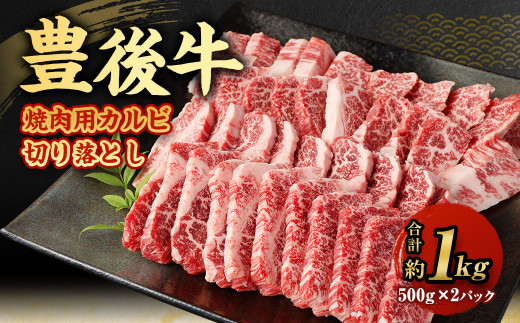 【大分県産】 豊後牛 焼肉用 カルビ 切り落とし 約1kg (約500g×2パック)