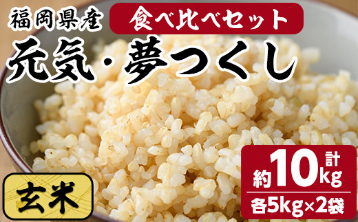 玄米 元気つくし・夢つくしの食べ比べセット(計10kg・各5kg×2袋)お米