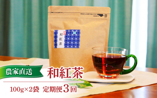 先行予約 定期便 和紅茶 茶葉 100g 2袋 計3回 合計 600g  農家直送 お茶 茶葉 静岡 7月から配送