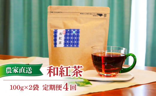 先行予約 定期便 和紅茶 茶葉 100g 2袋 計4回 合計 800g  農家直送 お茶 茶葉 静岡 7月から配送
