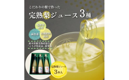 完熟梨ジュース3種組み合わせセット| 梨 ジュース なし フルーツ 果物 ギフト 贈答 1220106 - 栃木県芳賀町