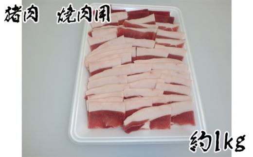 No.949 猪肉　焼肉用約1kg ／ 天然 冬季 にく 広島県