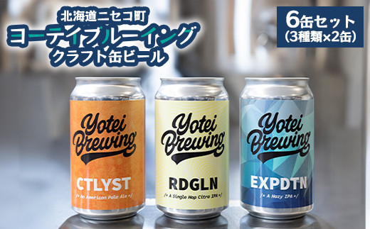 【北海道ニセコ町】ヨーテイブルーイング　クラフト缶ビール6缶セット（３種類×２缶）【09127】