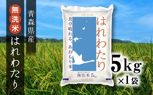 青森県産 無洗米 はれわたり 5kg 1223218 - 青森県八戸市
