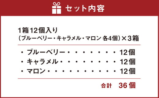 美冬12個入 (ブルーベリー、キャラメル、マロン)×3箱 合計36個