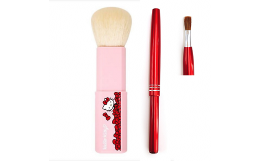 熊野化粧筆　ハローキティ携帯用ブラシ(リボン)＆携帯リップブラシセット