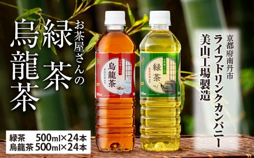 010D35お茶屋さんの緑茶・烏龍茶セット　500mlペットボトル×48本 1226742 - 京都府南丹市