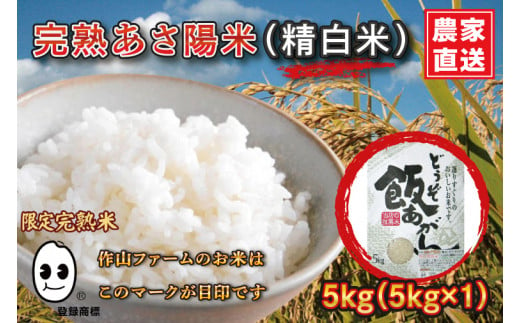 CP021 完熟あさ陽米（精白米）5kgひとめぼれ 特別栽培米 生産農家直送