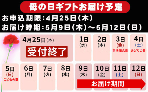 お申込み期限は4月25日(木)まで。
お届け期間の指定はできませんのでご注意ください。