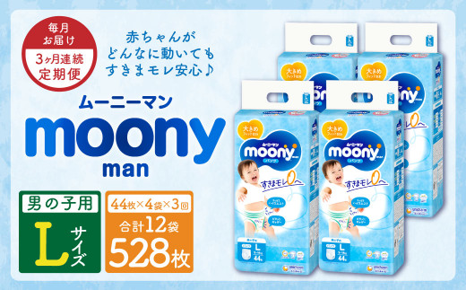 【3ヶ月連続定期便】 ムーニーマン 男の子用 Lサイズ 44枚×4袋 新技術 赤ちゃん パンツ