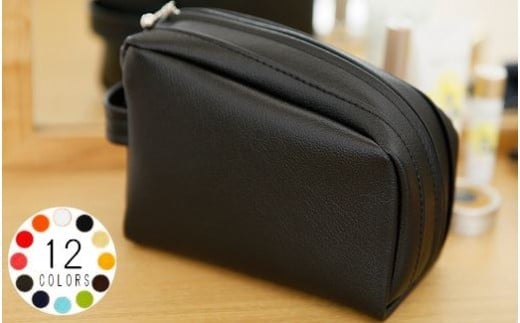 No.227-02 上質なPVCレザー化粧ポーチ(ブラック) / 雑貨 日用品 入れ物 千葉県 1245557 - 千葉県野田市