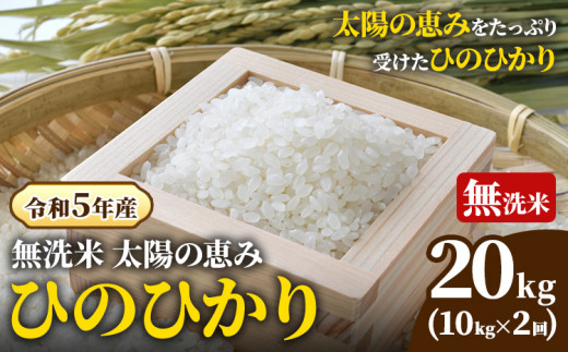 O-2_20k [令和5年産 先行受付] 岡山県産 ひのひかり 笠岡産 20kg 太陽の恵み (無洗米)※ 期間限定 米粉プレゼント中です。
