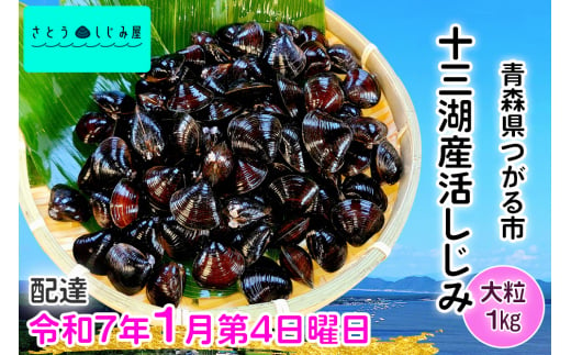 [令和7年1月第4日曜日配達] さとうしじみ屋の十三湖産活しじみ(大粒1kg)[冷蔵]｜十三湖産 青森 津軽 つがる しじみ みそ汁 味噌汁 しじみ汁 活しじみ 冷蔵 [0599]