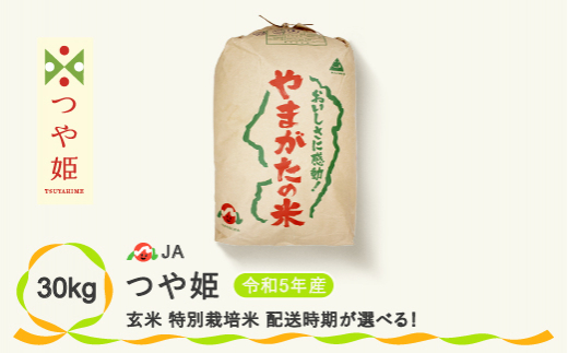 令和5年産 玄米 特別栽培米 つや姫 30kg 6月下旬発送 ja-tsgta30-6s