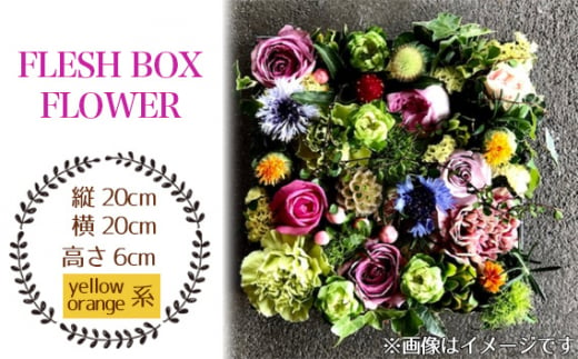 No.026-04 FLESH BOX FLOWER(yellow/orange系) / ボックスフラワー お花 癒し ギフト おしゃれ 愛知県