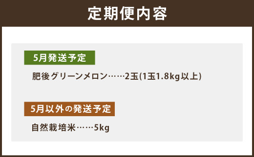 【6回定期便】つるたファームこだわり定期便 Green(自然栽培米 5kg・肥後グリーン 2玉)