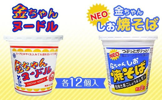 金ちゃんヌードル1箱（12個）＋金ちゃんNEOしお焼きそば1箱（12個） 1183886 - 徳島県徳島市