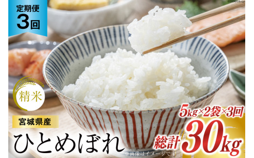 3回 定期便 米 宮城県産 ひとめぼれ 10kg (5kg ×2袋) ×3回 総計 30kg [菊武商店 宮城県 気仙沼市 20565592] お米 こめ コメ 白米 精米 ブランド米 ご飯 ごはん 小分け 家庭用 3ヶ月