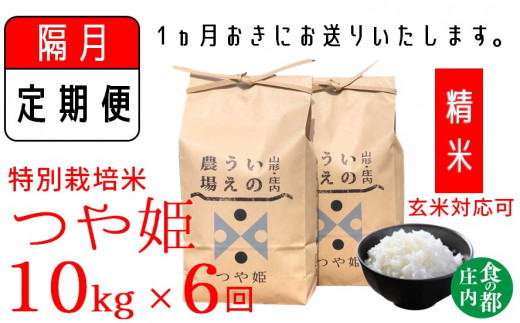 【隔月定期便6回】【精米】井上農場の特別栽培米　つや姫10kg×6回（計60kg）
