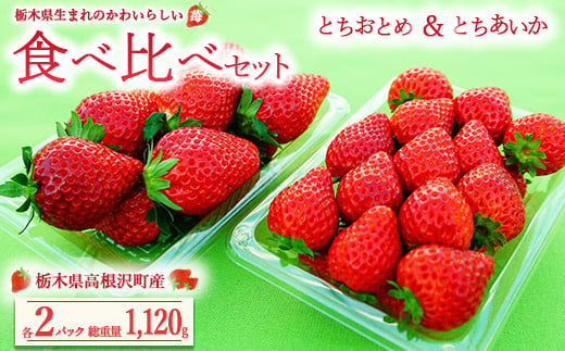 とちおとめ×とちあいか食べ比べセット※北海道・沖縄・離島への配送不可※2024年2月中旬～4月下旬頃に順次発送予定 1225225 - 栃木県高根沢町